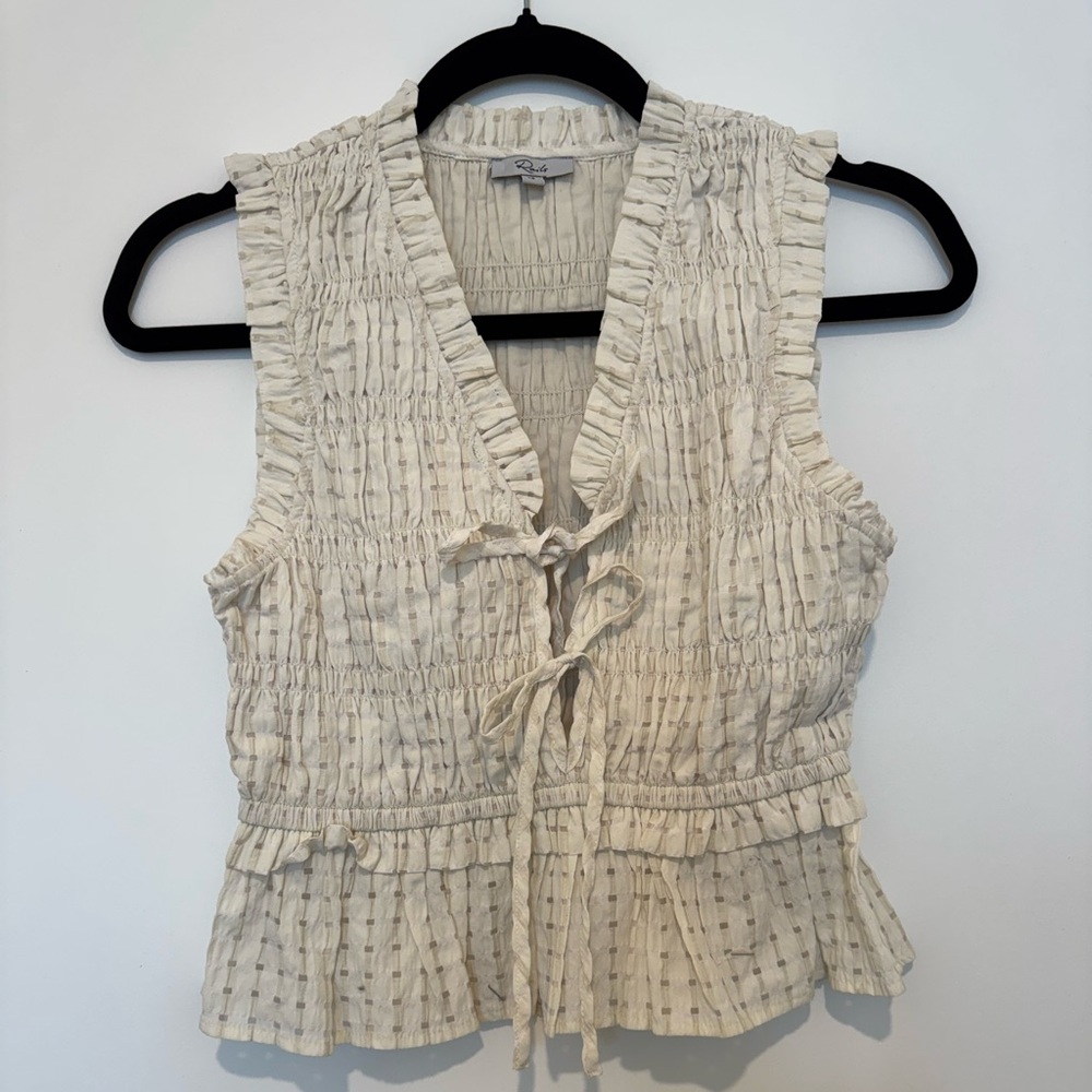 Rails pleated seersucker Martine top cotton ivory